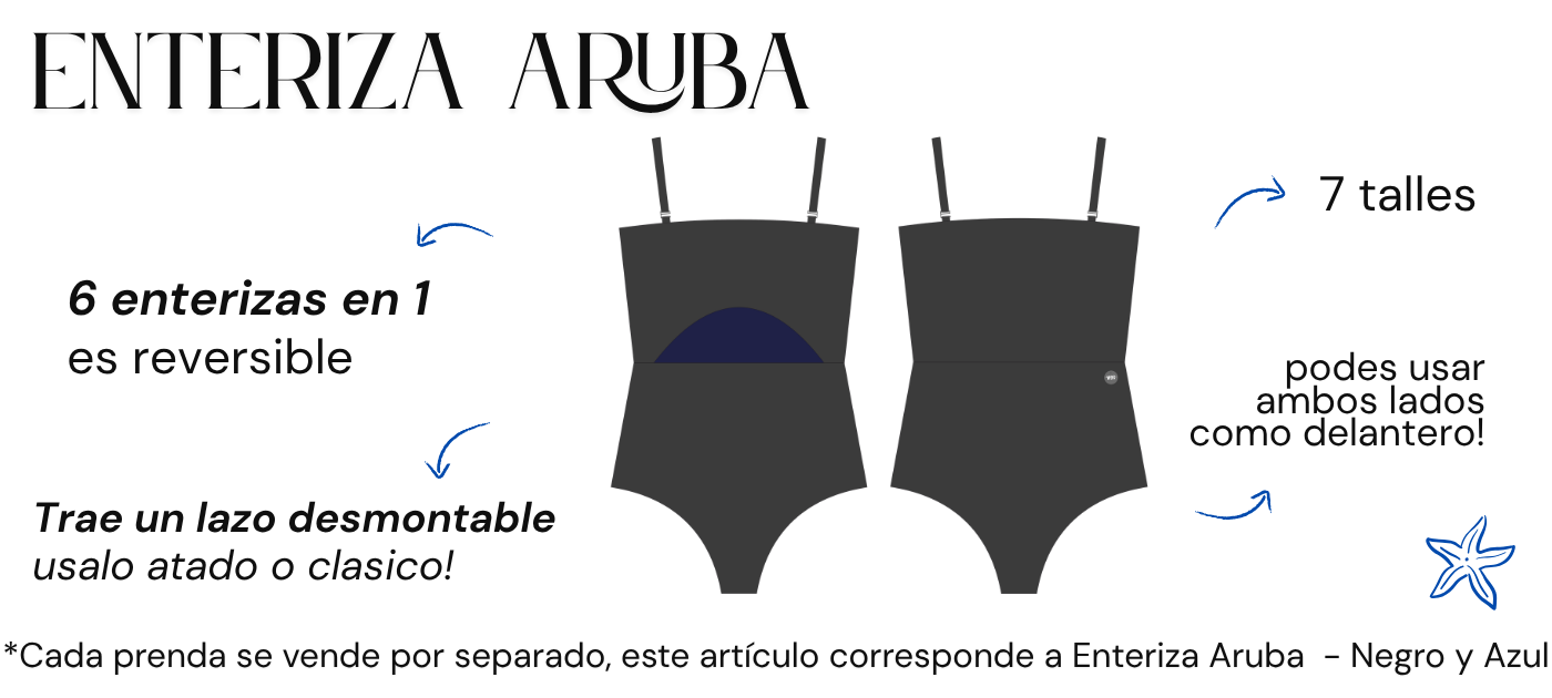 enteriza negra y azul reversible